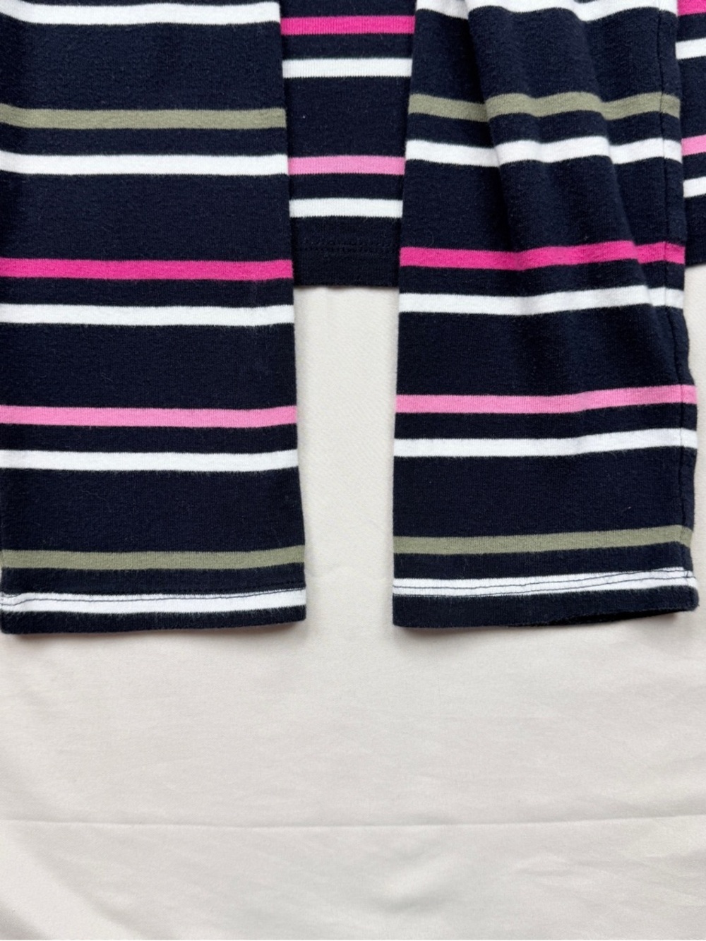 Talbots Navy V-Neck Long Sleeve Top with Pink & White Stripes - Picture 7 of 9